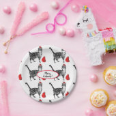 Tabby Cat Kerstmis Rood White Funny Papieren Bordje (Feest)