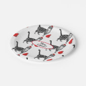 Tabby Cat Kerstmis Rood White Funny Papieren Bordje (Gekanteld)