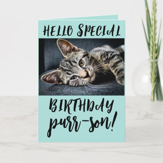TABBY CAT KITTEN BIRTHDAY-WENSKAARTEN KAART (Voorkant)