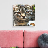 Tabby Cat Kitten die oog contact maken Canvas Afdruk (Insitu (Woonkamer))