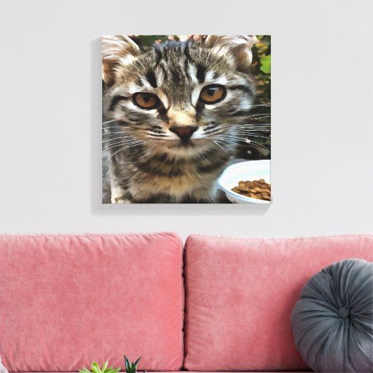 Tabby Cat Kitten die oog contact maken Canvas Afdruk (Insitu (Woonkamer))