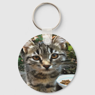 Tabby Cat Kitten die oog contact maken Sleutelhanger
