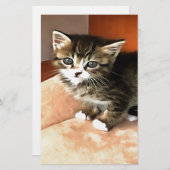 Tabby Cat Kitten Pet Portret Briefpapier (Voorkant / Achterkant)
