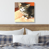 Tabby Cat Kitten Pet Portret Canvas Afdruk (Insitu (Slaapkamer))