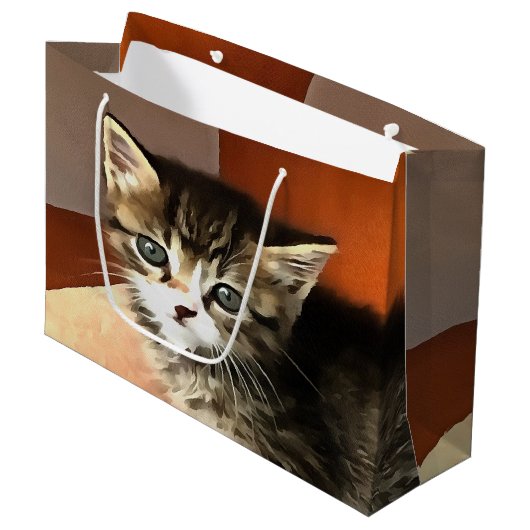 Tabby Cat Kitten Pet Portret Groot Cadeauzakje (Voorkant Gekanteld)