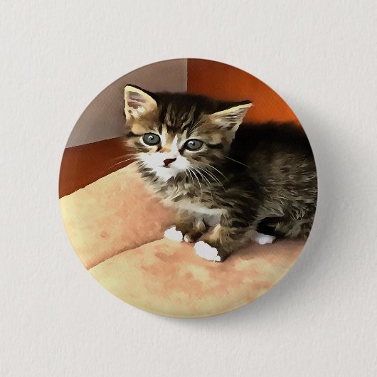 Tabby Cat Kitten Pet Portret Ronde Button 5,7 Cm (Voorkant)