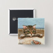 Tabby Cat Kitten Pizza Vierkante Button 5,1 Cm (Voorkant /achterkant)