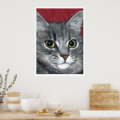 Tabby Cat ~ kleurpotloodtekening Poster (Keuken)