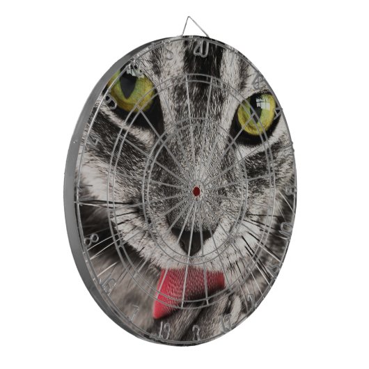 Tabby Cat Licking Paw Dartbord (Voorkant Links)
