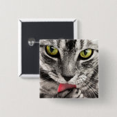 Tabby Cat Licking Paw Vierkante Button 5,1 Cm (Voorkant /achterkant)