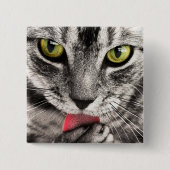 Tabby Cat Licking Paw Vierkante Button 5,1 Cm (Voorkant)