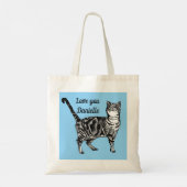 Tabby Cat Light Blue Girls Name Canvas tas (Achterkant)