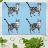 Tabby Cat Light Blue Tea Towel Theedoek (Gevouwen)