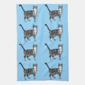 Tabby Cat Light Blue Tea Towel Theedoek (Verticaal)