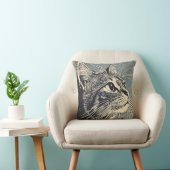 Tabby Cat  Lino Print Kussen (Stoel)