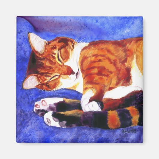 Tabby Cat Magnet - "Nap Time" (Voorkant)