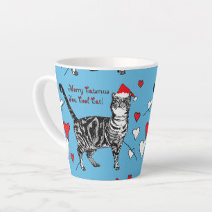 Tabby Cat Merry Blue Kerstmis Latte Mok