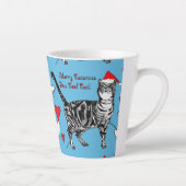 Tabby Cat Merry Blue Kerstmis Latte Mok (Rechts)