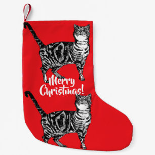 Tabby Cat Merry Cats Red kerststop Kleine Kerstsok