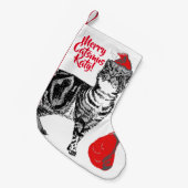 Tabby Cat Merry Catsmus Aqua Kerstkous Kleine Kerstsok (Voorkant (Hangend))