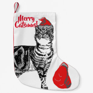Tabby Cat Merry Catsmus kerststop Kleine Kerstsok