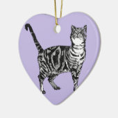 Tabby Cat Merry Catsmus lila kerstdecoratie Keramisch Ornament (Links)