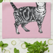 Tabby Cat Merry Catsmus Pink Christmas Cats Theedoek (Gevouwen)