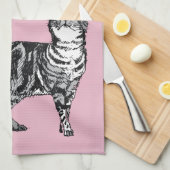 Tabby Cat Merry Catsmus Pink Christmas Cats Theedoek (Quarter Fold)
