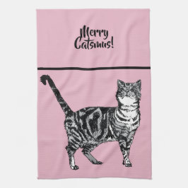 Tabby Cat Merry Catsmus Pink Christmas Cats Theedoek