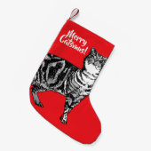 Tabby Cat Merry Catsmus Red kerststop Kleine Kerstsok (Voorkant (Hangend))