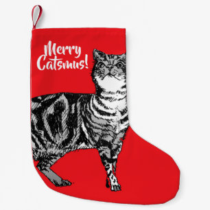 Tabby Cat Merry Catsmus Red kerststop Kleine Kerstsok