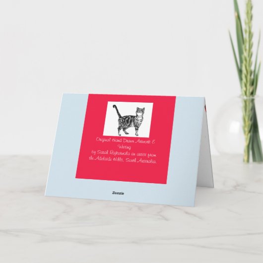 Tabby Cat Merry Catsmus rode kerst Kaart (Achterkant)