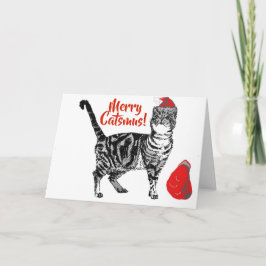 Tabby Cat Merry Catsmus rode kerst Kaart