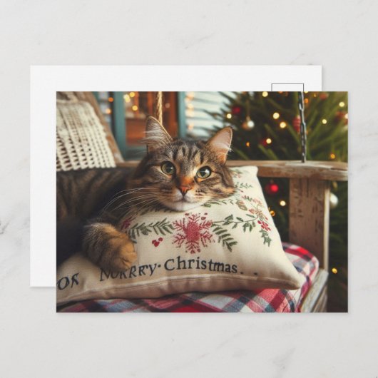 Tabby Cat Merry Christmas AI-Briefkaart Briefkaart (Voorkant / Achterkant)