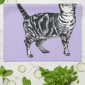 Tabby Cat Merry Christmas Purple Lavender Pastel Theedoek (Gevouwen)