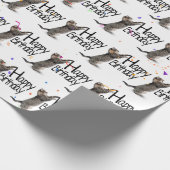 Tabby Cat met Birthday Text en Confetti Cadeaupapier (Hoek)