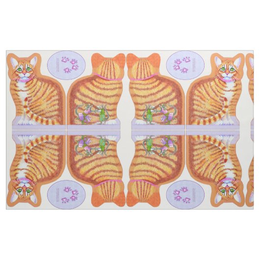 Tabby Cat met dansende Mice Pillow Stof (Yard (91,4 cm))