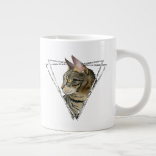 Tabby Cat met Faux Silver Glitter Lijst Grote Koffiekop