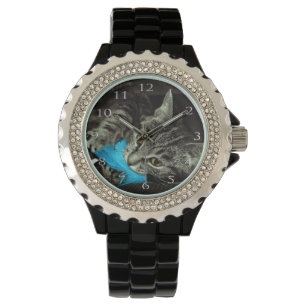 Tabby Cat met Veer van Shirley Taylor Horloge