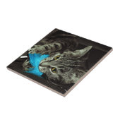 Tabby Cat met Veer van Shirley Taylor Tegeltje (Zijkant)