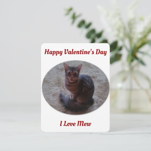 Tabby Cat Mewing Photo I Love Mew Valentijns Feestdagenkaart (Staand voorkant)