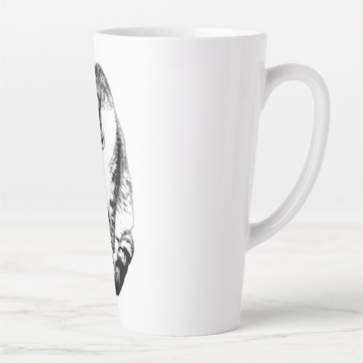 Tabby Cat monochrome Mok omlaag kijken (Rechts)