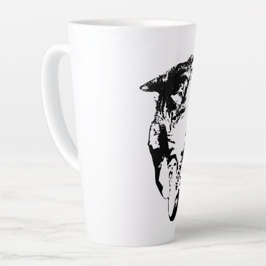 Tabby Cat monochrome Mok omlaag kijken (Linkerhoek)