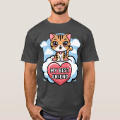Tabby Cat My Best Friend Heart and Clouds Ontwerp  T-shirt (Voorkant)