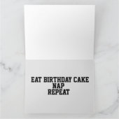 TABBY CAT NAP, EAT CAKE, BIRTHDAY KAART (Binnen)