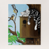 Tabby Cat Napping Vogelhuis Legpuzzel (Verticaal)