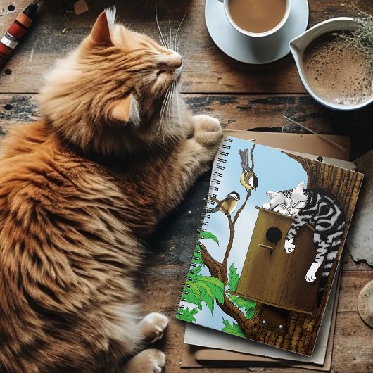 Tabby Cat Napping Vogelhuis Notitieboek