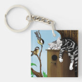 Tabby Cat Napping Vogelhuis Sleutelhanger (Voorkant)