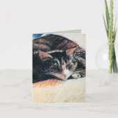Tabby Cat Note Kaart, Groen Kaart (Voorkant)