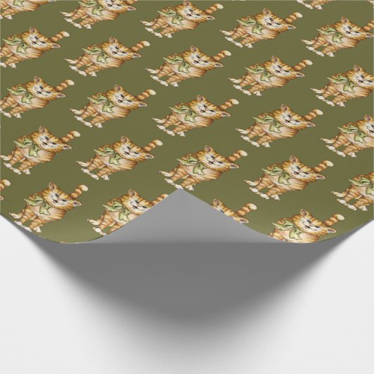 tabby cat on green cadeaupapier (Hoek)